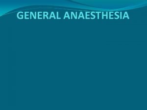 General anesthesia drugs chart