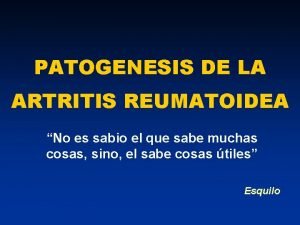 Patogenesis de la artritis reumatoide