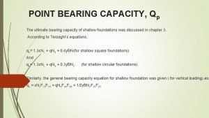 Ultimate bearing capacity