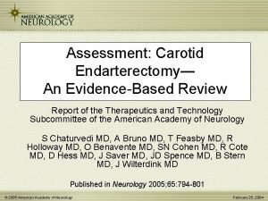 Assessment Carotid Endarterectomy An EvidenceBased Review Report of