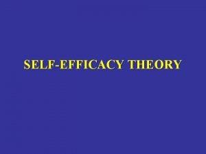 SELFEFFICACY THEORY SELFEFFICACY REFERS TO AN INDIVIDUALS CONVICTIONS