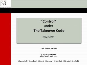 Control under The Takeover Code May 27 2016