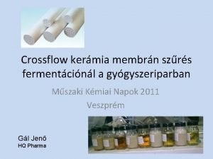 Crossflow kermia membrn szrs fermentcinl a gygyszeriparban Mszaki