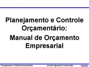 Planejamento e Controle Oramentrio Manual de Oramento Empresarial