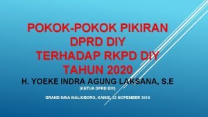 POKOKPOKOK PIKIRAN DPRD DIY TERHADAP RKPD DIY TAHUN