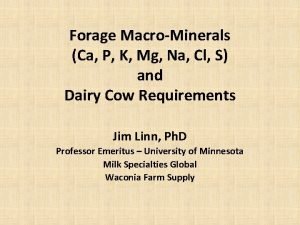 Forage MacroMinerals Ca P K Mg Na Cl