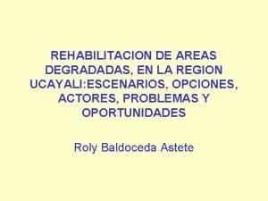 REHABILITACION DE AREAS DEGRADADAS EN LA REGION UCAYALI