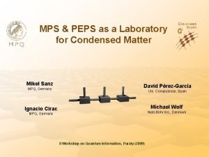 MPS PEPS as a Laboratory for Condensed Matter