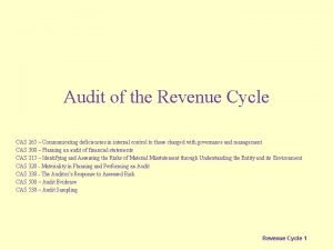 Audit program for revenue cycle