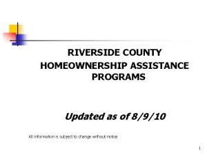 Riverside first time homebuyer program