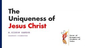 The uniqueness of jesus christ