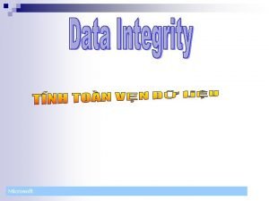 Microsoft Outline n Data Integrity Enforcing Data Integrity