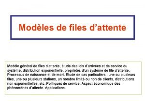 Modles de files dattente Modle gnral de files