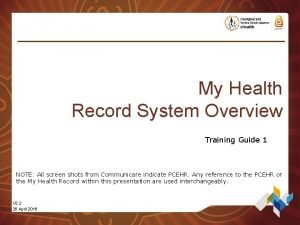My health record training