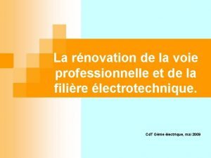 La rnovation de la voie professionnelle et de