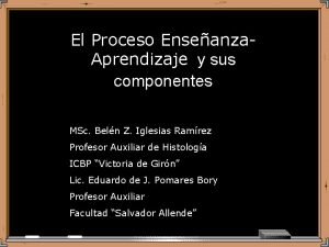 El Proceso Enseanza Aprendizaje y sus componentes MSc