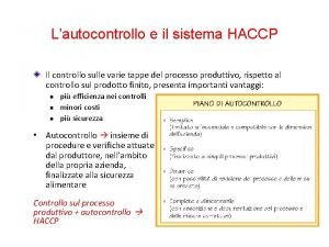Haccp fasi preliminari