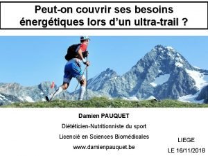 Peuton couvrir ses besoins nergtiques lors dun ultratrail