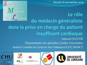 Mardi 18 novembre 2014 Le rle du mdecin