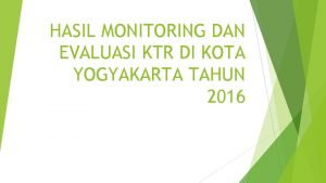 HASIL MONITORING DAN EVALUASI KTR DI KOTA YOGYAKARTA