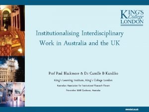 Institutionalising Interdisciplinary Work in Australia and the UK