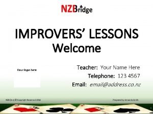 IMPROVERS LESSONS Welcome Teacher Your Name Here Telephone