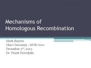 Homologous recombination repair