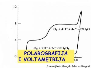 UVODPOLAROGRAFIJA U POLAROGRAFIJU VOLTAMETRIJA II VOLTAMETRIJU D Manojlovic