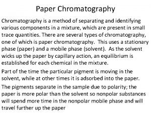 Paper Chromatography is a method of separating and