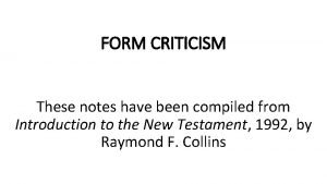 Form criticism meaning