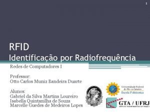 1 RFID Identificao por Radiofrequncia Redes de Computadores