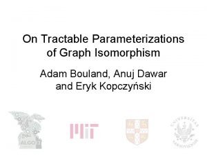 On Tractable Parameterizations of Graph Isomorphism Adam Bouland