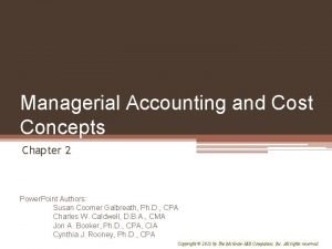 Managerial Accounting and Cost Concepts Chapter 2 Power