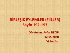 BRLEK EYLEMLER FLLER Sayfa 192 193 retmen Ayfer