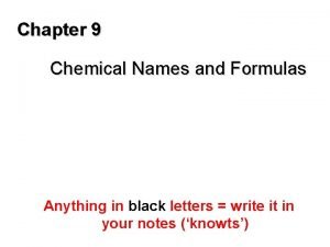 Chapter 9 chemical names and formulas answer key