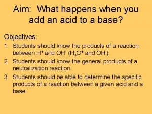 Aim What happens when you add an acid