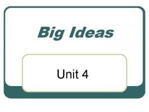 Big Ideas Unit 4 Big Idea 1 l