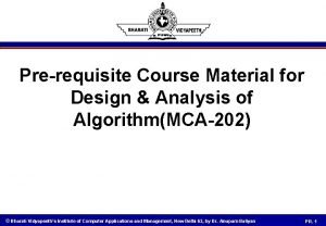 Prerequisite Course Material for Design Analysis of AlgorithmMCA202