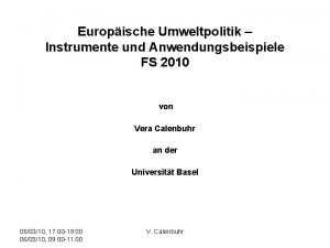 Europische Umweltpolitik Instrumente und Anwendungsbeispiele FS 2010 von