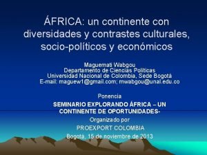 FRICA un continente con diversidades y contrastes culturales