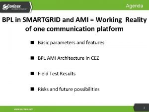Agenda BPL in SMARTGRID and AMI Working Reality