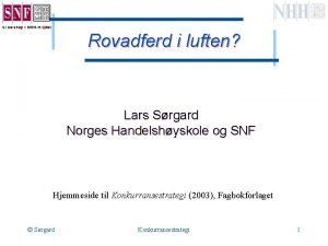 Rovadferd i luften Lars Srgard Norges Handelshyskole og