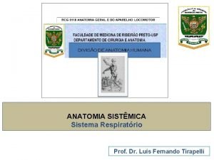 ANATOMIA SISTMICA Sistema Respiratrio Prof Dr Lus Fernando