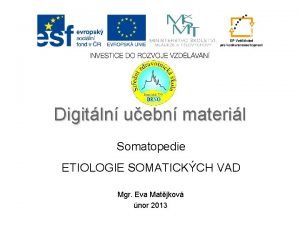 Digitln uebn materil Somatopedie ETIOLOGIE SOMATICKCH VAD Mgr