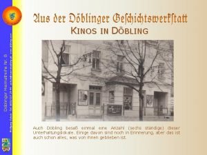 Dblinger Heimatreihe Nr 8 Wolfgang Schulz Tel 0650357