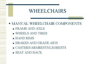 WHEELCHAIRS w MANUAL WHEELCHAIR COMPONENTS n n n