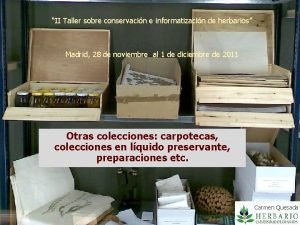 II Taller sobre conservacin e informatizacin de herbarios