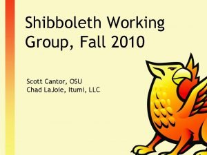 Shibboleth Working Group Fall 2010 Scott Cantor OSU