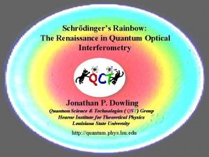 Schrdingers Rainbow The Renaissance in Quantum Optical Interferometry