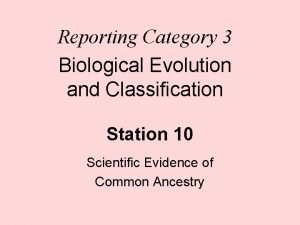 Reporting Category 3 Biological Evolution and Classification Station